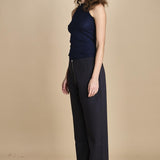 top americano a costine in lana merino LAU28 E21210 BLU milaura 