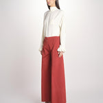 pantalone largo con nervature tinto in capo ORIANA 540 801 48 MATTONE quelledue 