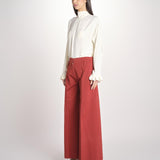 pantalone largo con nervature tinto in capo ORIANA 540 801 48 MATTONE quelledue 