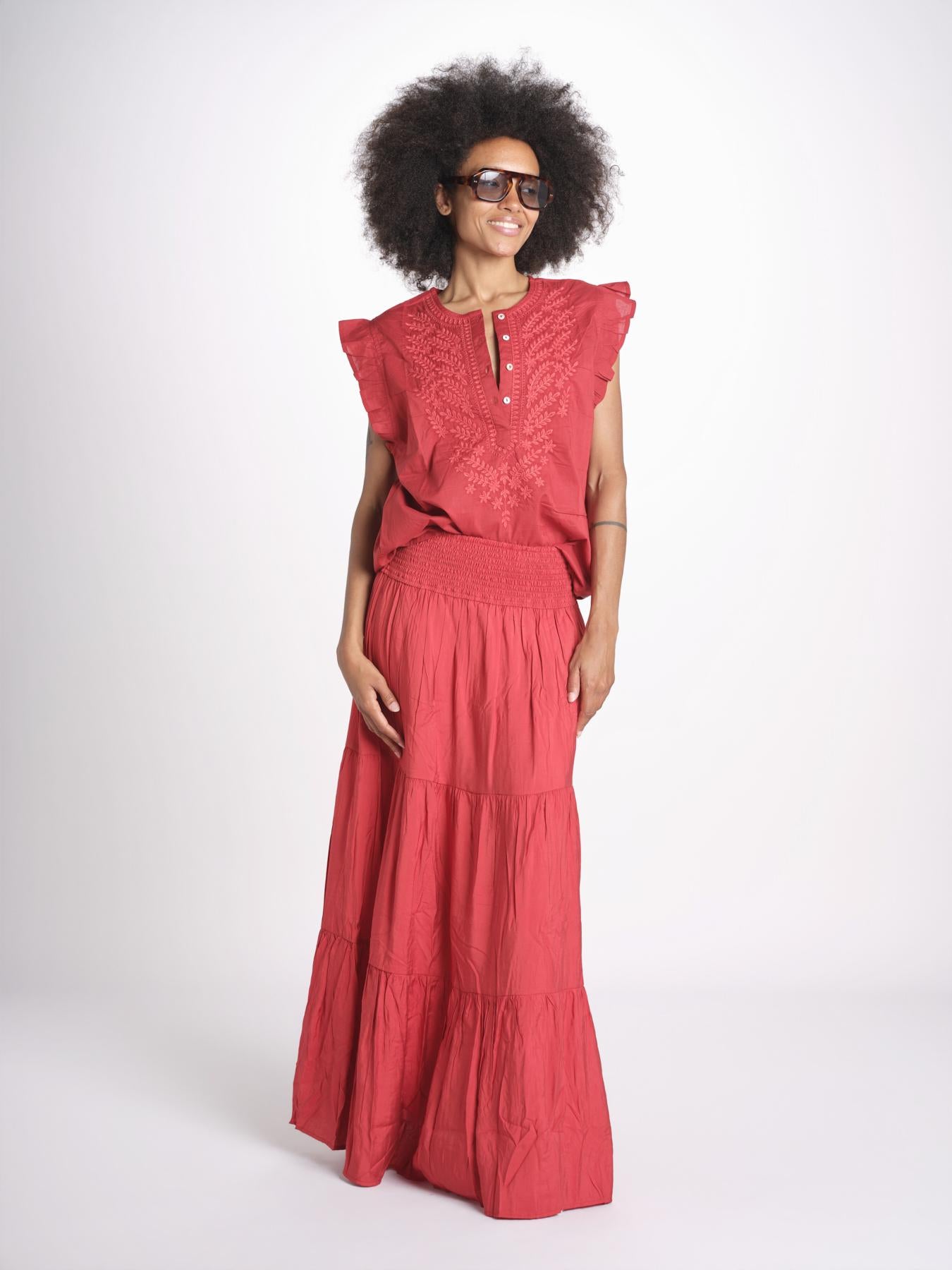 camicia con ricamo HEITABLATU CRANBERRY laraethnics 