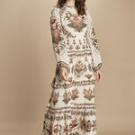 avito lungo con stampa cuori e rouches MAJESTIC HEARTS 346167 CREAM farm rio 