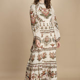 avito lungo con stampa cuori e rouches MAJESTIC HEARTS 346167 CREAM farm rio 