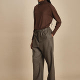 PINOT pantalone in flanella con elastico PINOT MINK MELANGE sofie d'hoore 