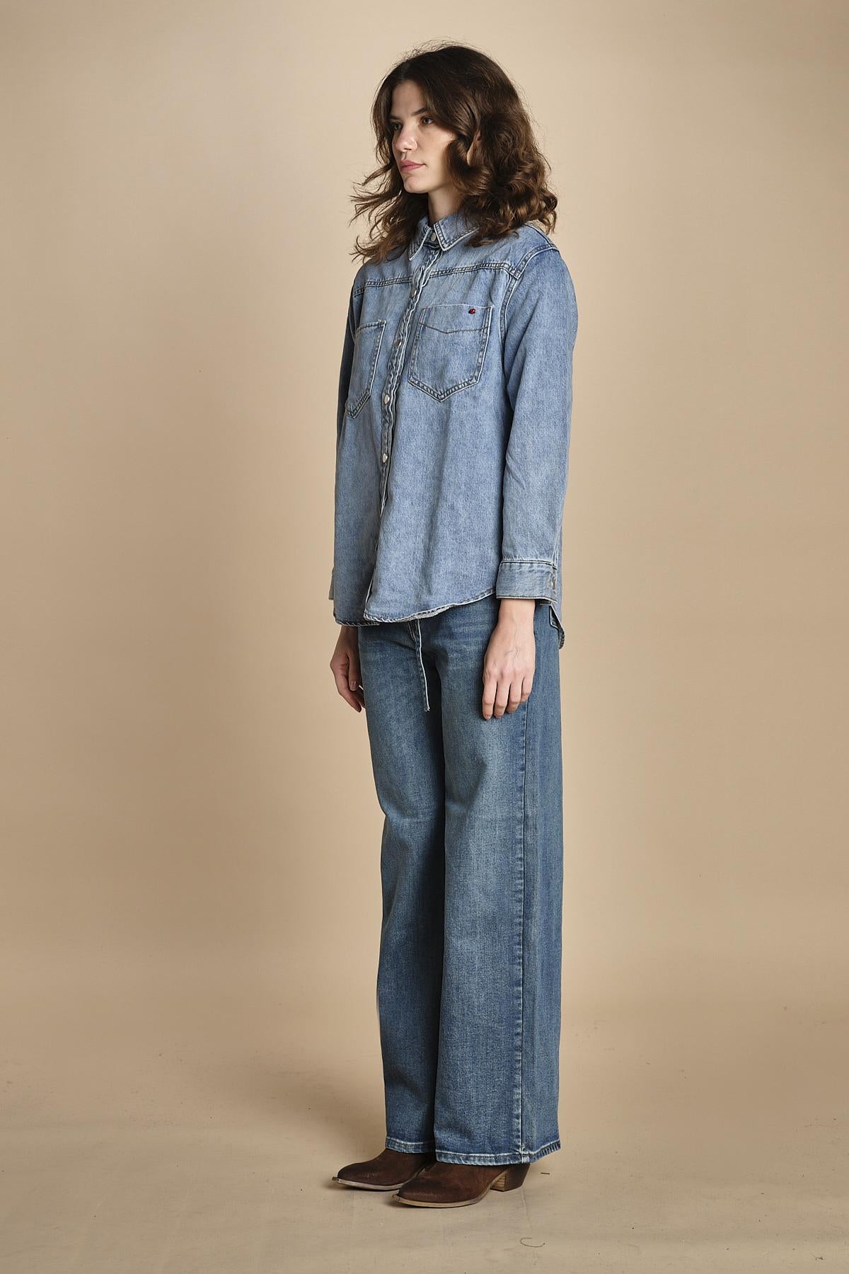 camicia in denim SOFIA BLUE fam 