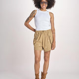 short con fiorellini ricamati THE EMBROIDERED OWB0007575 KAKI the GREAT 