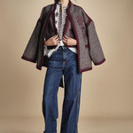 gilet in tessuto diagonale ricamato WILL GILET GREY antik batik 