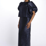 Giacca CLEO taffetas manica sbuffo 1200052 NAVY malina 
