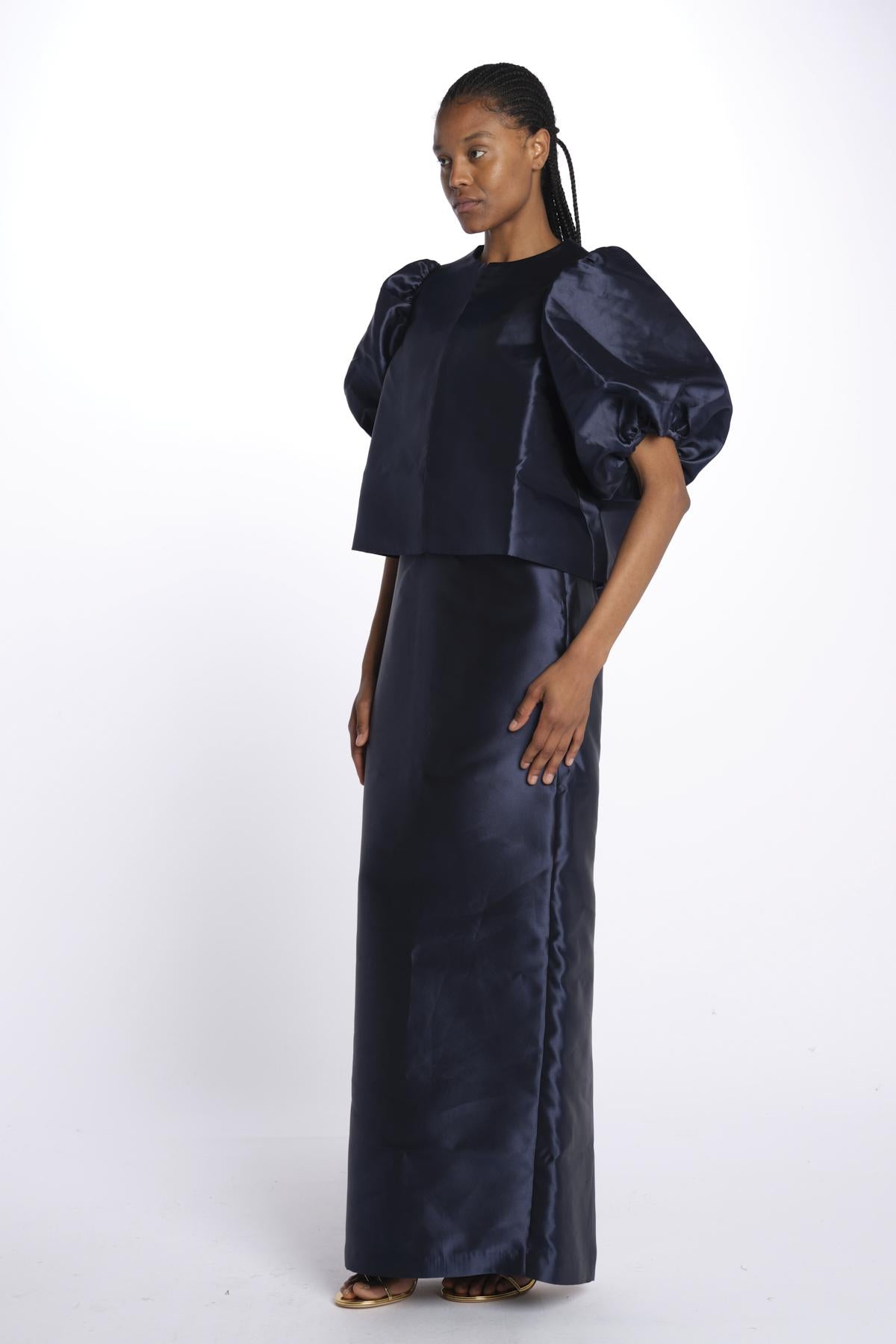 Giacca CLEO taffetas manica sbuffo 1200052 NAVY malina 