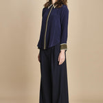 camicia con collo e polsi a contrasto CR_3069T NAVY bodice 