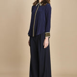 camicia con collo e polsi a contrasto CR_3069T NAVY bodice 