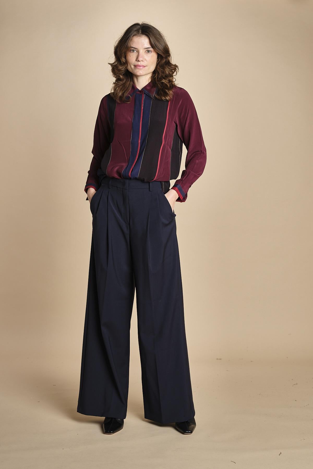 camicia con collo a pannelli BL_3261T BURGUNDY bodice 