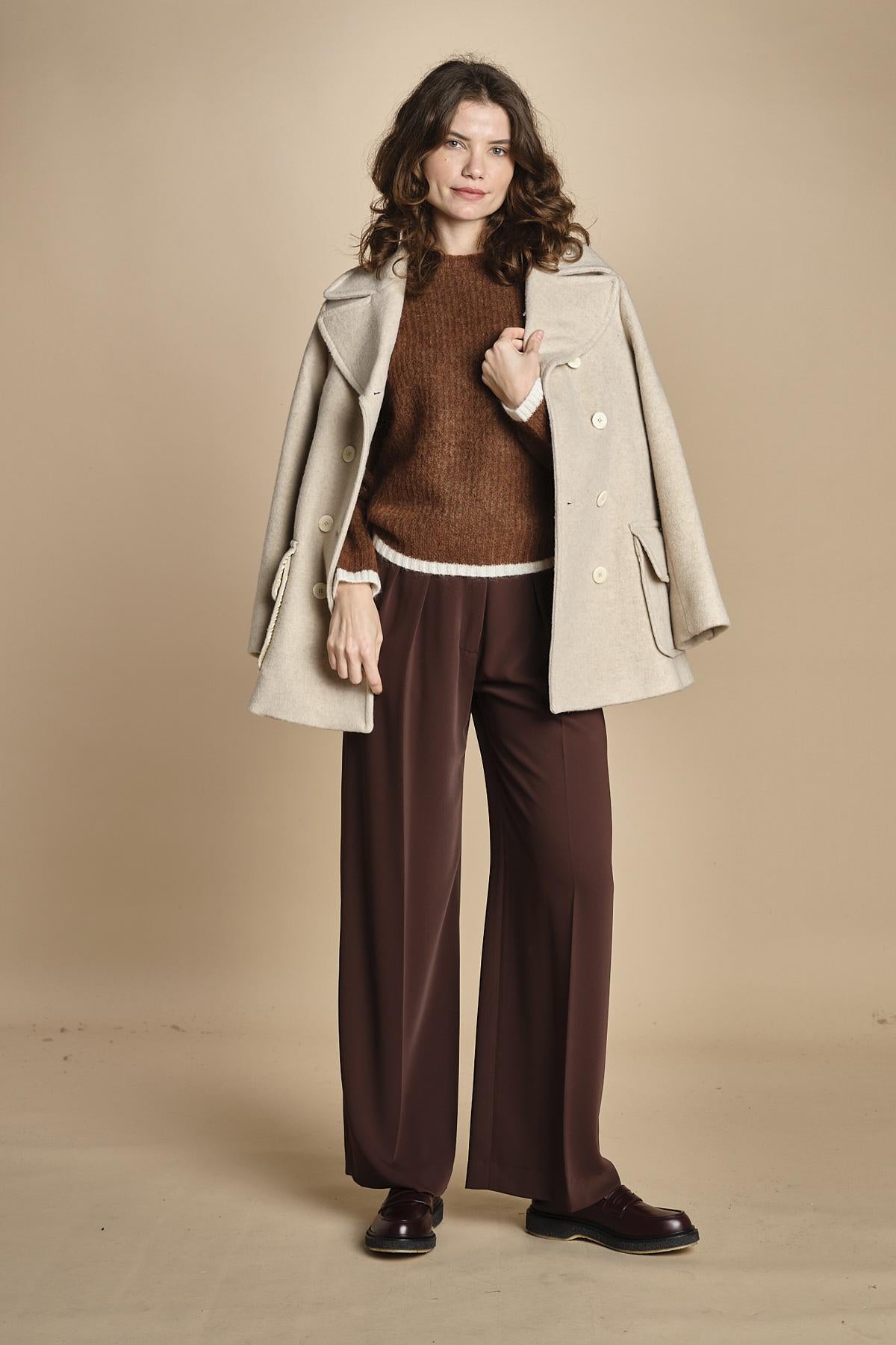 maglia a coste in mohair 15K106WM005 P661 VICUNA ines de la fressange 