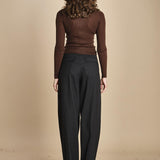 girocollo a costine manica luna in lana merino LAU30 E2220 CIOCCOLATO milaura 