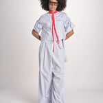 camicia maniche corte a righe con piping BERTA LIGHT BLUE STRIPES jejia 