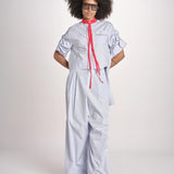 camicia maniche corte a righe con piping BERTA LIGHT BLUE STRIPES jejia 