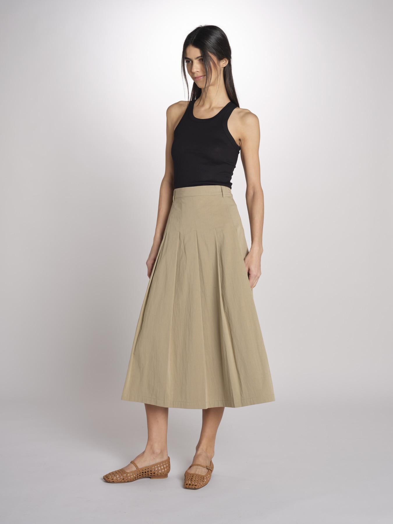 Gonna midi con pannelli a pieghe davanti DORME 2615101111600 002 NOCCIOLA weekend maxmara 