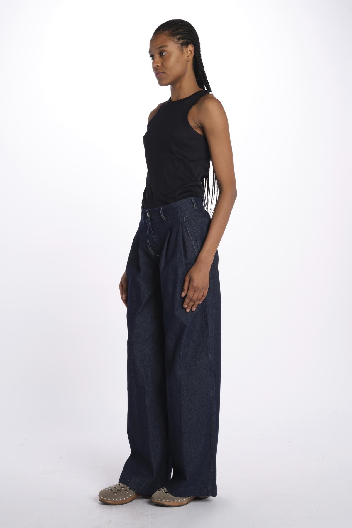 Pantaloni con pences KATHERINE PANT BLUEDENIM jejia 