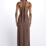 KALISA abito maxi con twist frontale KALISA TAUPE BROWN amazuìn 