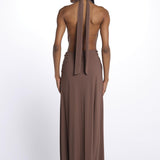 KALISA abito maxi con twist frontale KALISA TAUPE BROWN amazuìn 