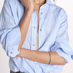 camicia uomo lino con automatici SABRILI AZZURRO milaura 