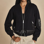 DBL LAYER BOMBER in maglia con zip. 70473TSM BA001 BLACK phillip lim 