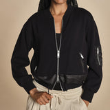 DBL LAYER BOMBER in maglia con zip. 70473TSM BA001 BLACK phillip lim 