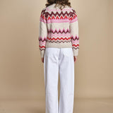 MAGIE maglia con greche BEND516 ECRU PINK hartford 