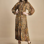 abito midi in etno lurex PIERTA OCRE ba&sh 