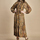 abito midi in etno lurex PIERTA OCRE ba&sh 