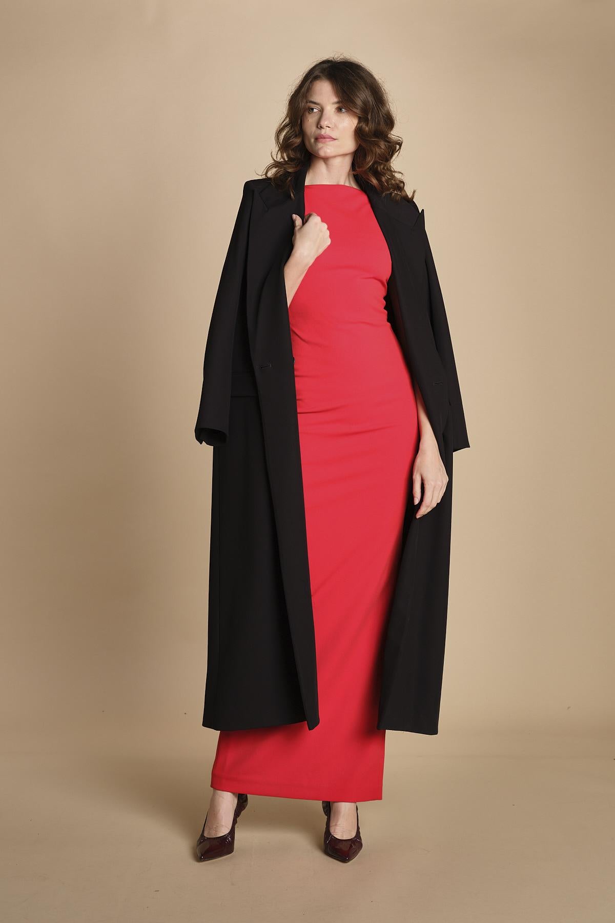 maxidress con scollo a barca e schiena nuda IMOGEN RED solace 