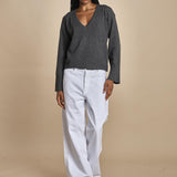 maglia con scollo a v e manica a campana by milaura. D2500894 871 GRIGIO milaura 