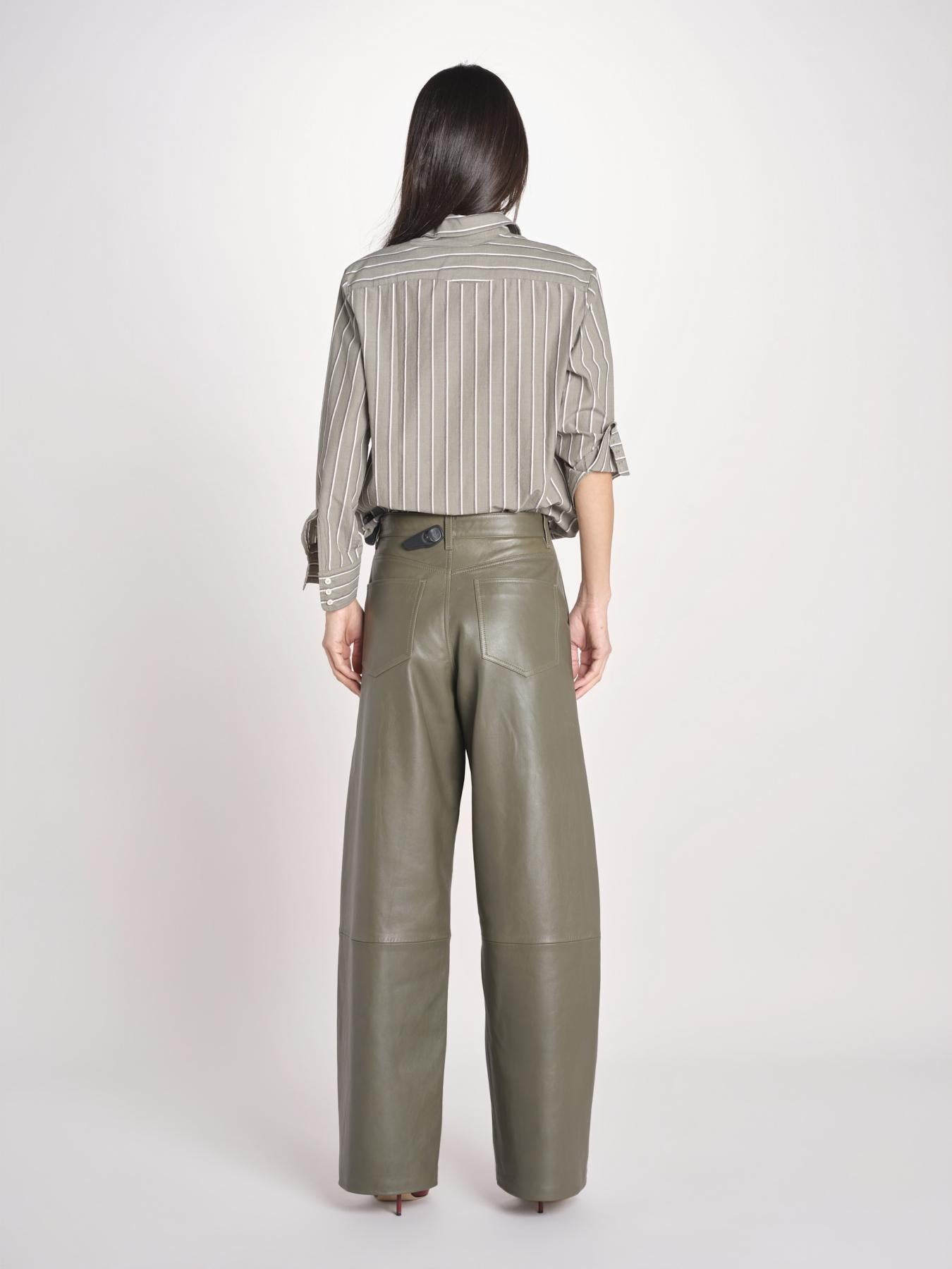 pantalone in pelle LESLIE IO118060 DARK EUCALYPTUS GR533 ivy oak 
