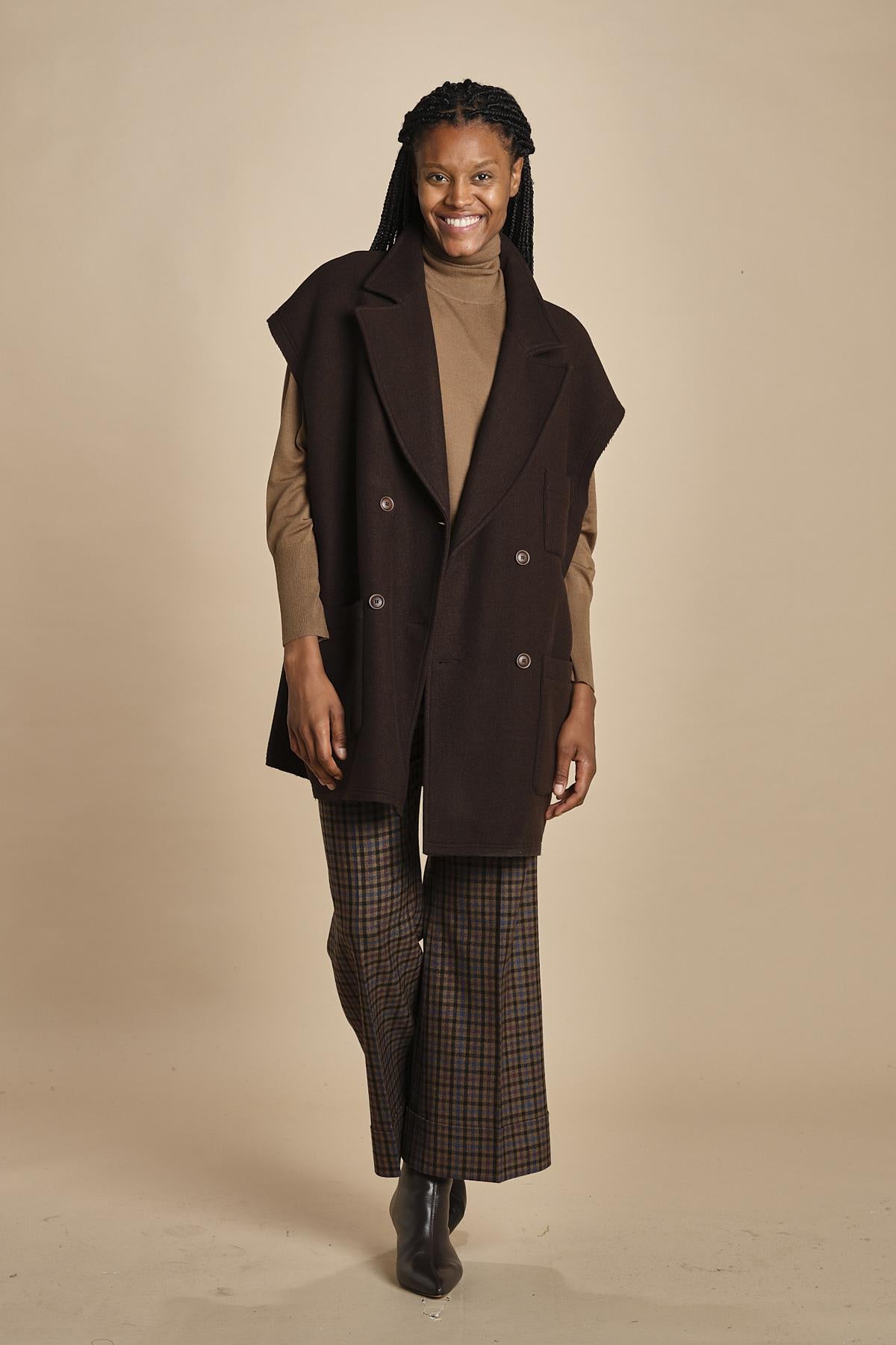 pantalone cropped a quadretti con risvolto MELODIA 65220925 26 quelledue 