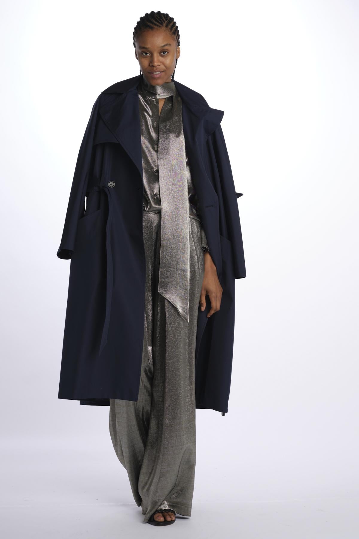Pantalone seta lurex A18FP10 SILVER martin grant 