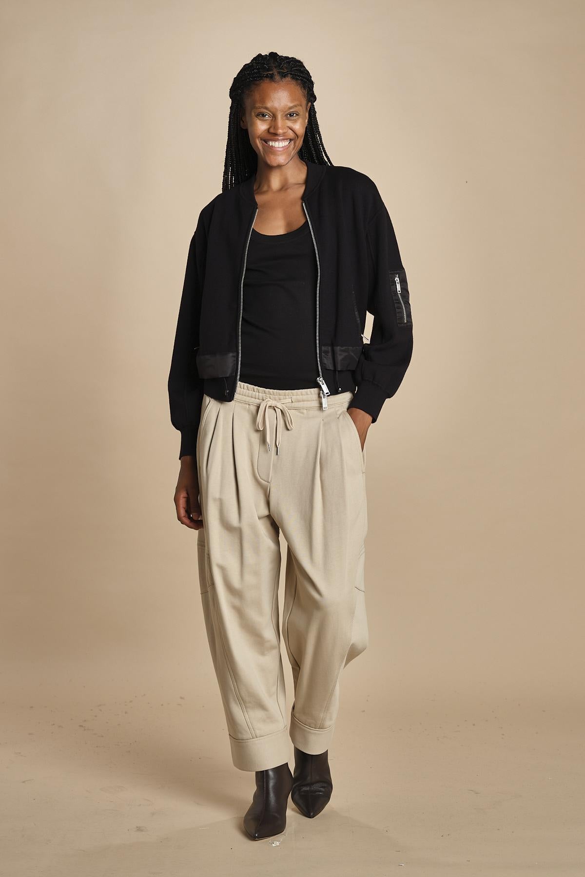 pantalone in felpa con pinces CURVED WIDE LEG 51321UFT CO310 CONCRETE phillip lim 
