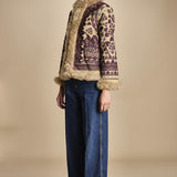 giacca ricamata con montone SANDORA JACKET CAMEL antik batik 