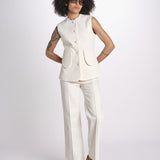 gilet con tasche MARIANNE 25S4TOP81 ECRU destree 