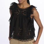 MARJA embroidert flutter tank E118 BLACK sea ny 