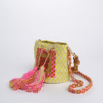 PELICAN mini bag macrame G12W-0001-3023-054 YELLOW PINK guanabana 