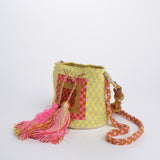 PELICAN mini bag macrame G12W-0001-3023-054 YELLOW PINK guanabana 