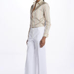 Pantalone MELODY D cropped cotone tinto capo MELODYD408801 14 quelledue 