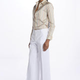Pantalone MELODY D cropped cotone tinto capo MELODYD408801 14 quelledue 