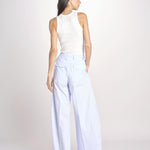 pantalone over con pinces in popeline BILLIE 3111 T0160 LIGHT BLUE T0028 the latest 