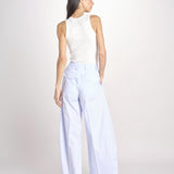 pantalone over con pinces in popeline BILLIE 3111 T0160 LIGHT BLUE T0028 the latest 