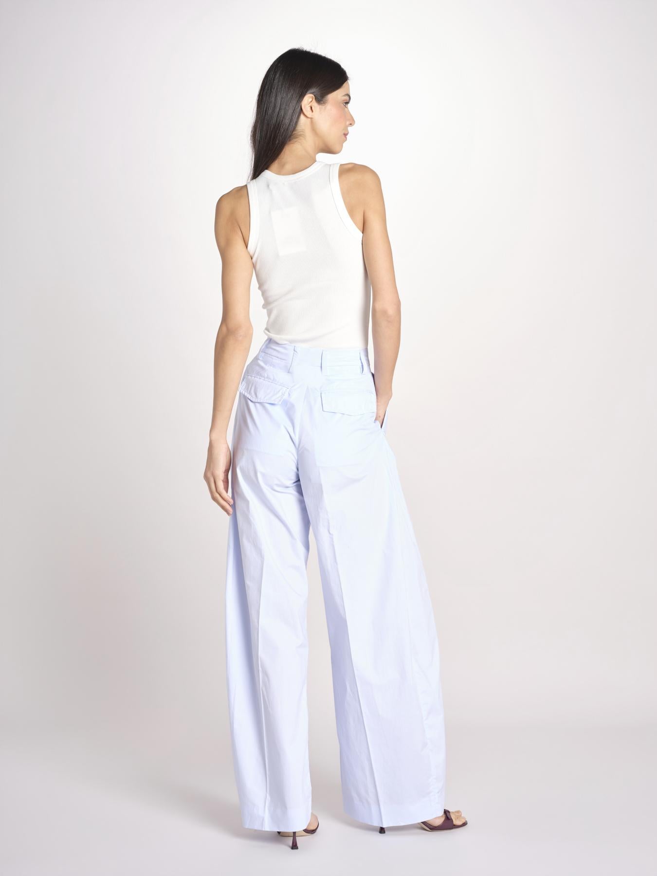 pantalone over con pinces in popeline BILLIE 3111 T0160 LIGHT BLUE T0028 the latest 