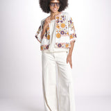 giacca con fiori ricamati GRETA JKT 747215 ECRU MULTI mabe 