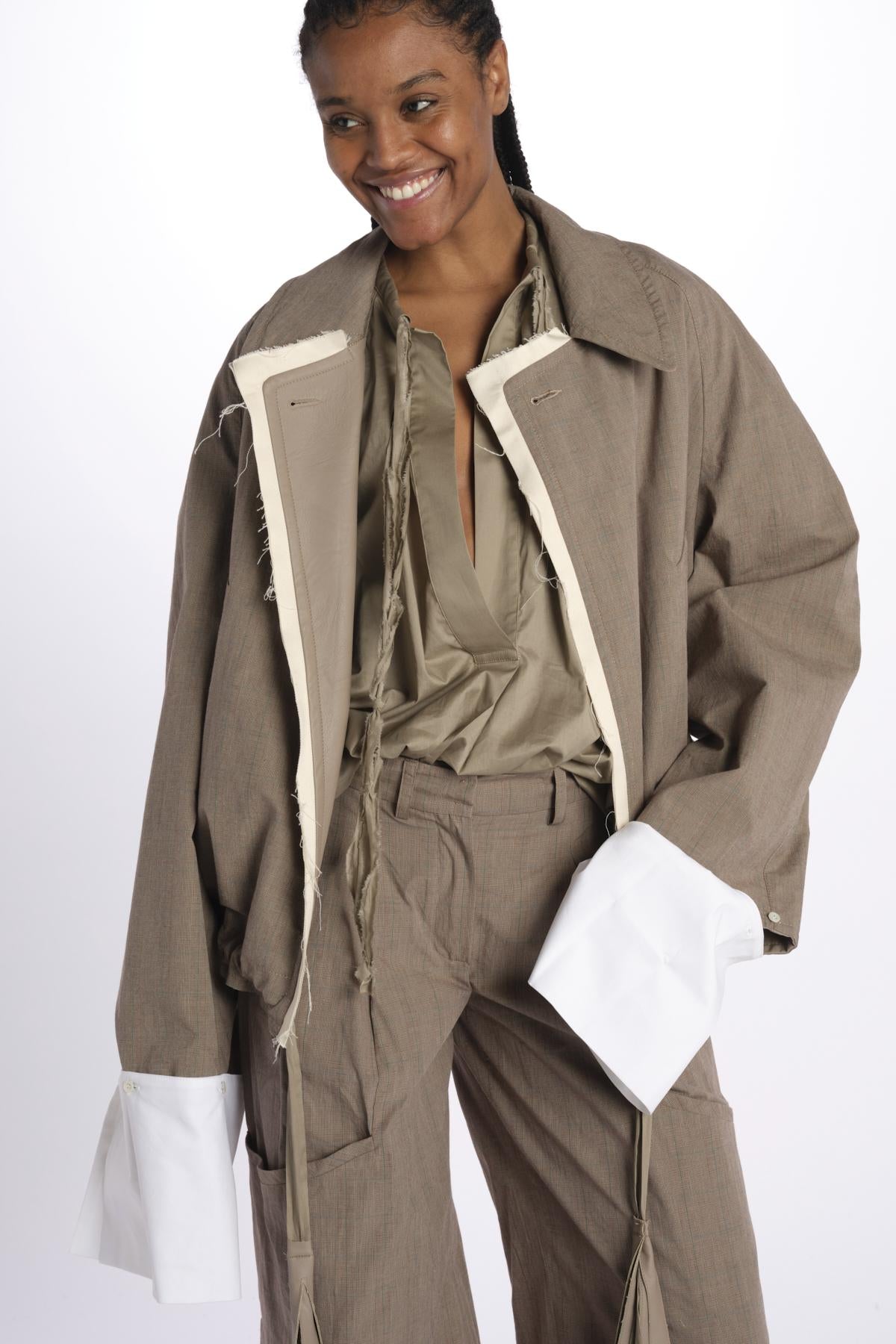 Bomber reversibile ecopelle e galles di cotone BOMBER TRENCH VEGANLEATHER jejia 