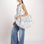 borsa grande SHQ-26E18 213 WHITE SILVER le daf 