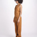 gilet in lino 16V528LI011 P632 CHESTNUT ines de la fressange 