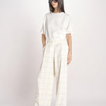 pantalone a quadri U3211R IVORY dusan 